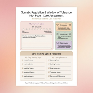 Somatic Exercises & Nervous System Regulation Worksheets | Window of Tolerance + Grounding Toolkit | Printable PDF Bundle