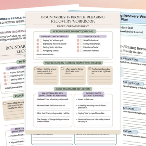 Boundaries Worksheet Bundle | People Pleasing Recovery + Assertive Communication Scripts | Therapy Printable Workbook