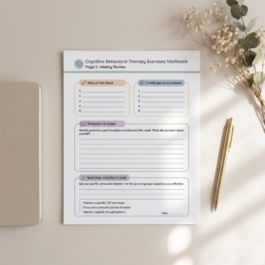 CBT Exercises Workbook | ABC Model + Downward Arrow + Behavioral Experiments | Therapy Worksheets