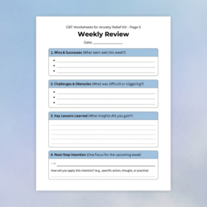CBT Anxiety Relief Worksheets | Worry Time + Exposure Ladder + Probability Check | Printable Kit