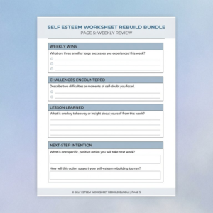 Self Esteem Rebuild Worksheets | Inner Critic + Strengths Inventory + Worthiness | Therapy Bundle