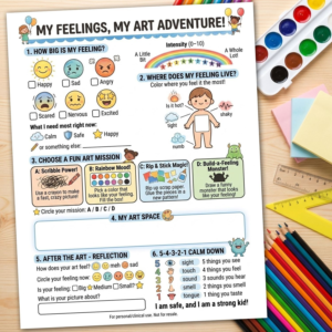 Art Therapy Emotional Release Worksheet | 1-Page Cathartic Art Exercise | Anger Anxiety Grief Processing | Printable PDF
