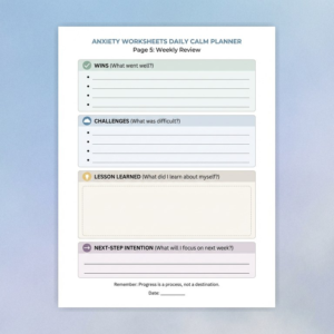 Anxiety Worksheets Daily Calm Planner | Daily Anxiety Management | Coping Tools | 5-Page PDF Download