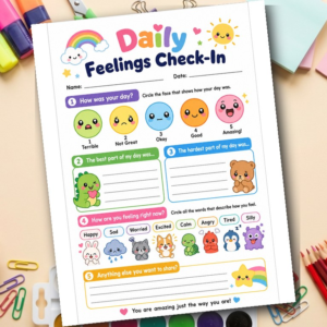 How Was My Day? Worksheet | Daily Feelings Check-In | SEL Printable for Kids | Grades 1-3