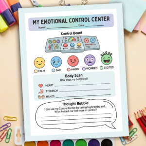 Inside Out Feelings Check-In Worksheet | Kids Mental Health Activity | CBT Tool for Emotional Regulation | Therapy Resource PDF