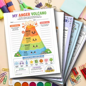 Kids Anger Management Bundle | Big Feelings Worksheets | Feelings Thermometer Calm Down Toolbox Emotional Regulation SEL Printable