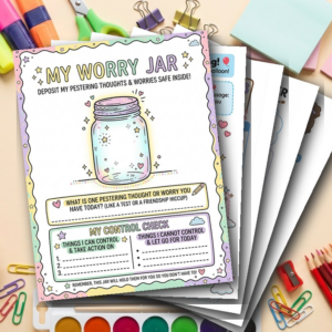 Kids Anxiety Worry Relief Bundle | Worksheets for Kids | Coping Skills CBT I Statements Printable SEL Therapy Activities