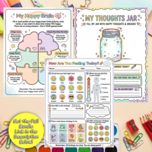 Therapy Worksheet Pack for Kids | CBT Activities Bundle | Calm Down Strategies | Behavior Management Printable