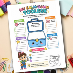 My Calm Down Toolbox | Emotional Regulation Worksheet for Kids | Coping Skills | SEL Grades 1-3