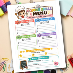 My Coping Skills Menu | Emotional Regulation Worksheet for Kids | Coping Tools Printable | Grades 1-3