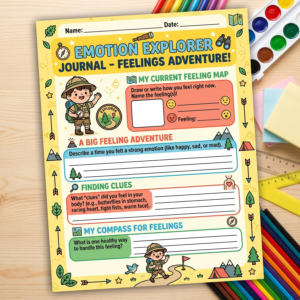 Emotion Explorer Journal | Kids DBT Skills Worksheet | Feelings Activity Book | Therapeutic Workbook