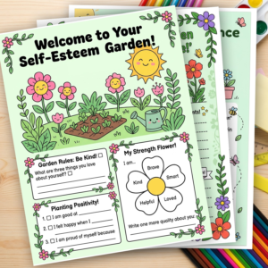 Self Esteem Worksheet for Kids | 10-Page Confidence Garden SEL Workbook | Growth Mindset Activity | School Counselor Printable | Therapy Worksheet