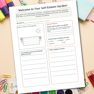Confidence Garden Planner Worksheet for Kids | Self-Esteem SEL Printable | School Counseling Activity (Ages 6-12)