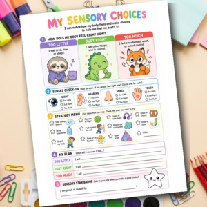 My Sensory Choices Worksheet | OT Resource for Kids | Sensory Processing Activity | Grades K-3