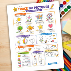 Preschool Lines & Shapes Tracing | Printable Worksheet | Toddler Fine Motor Activity | Pre-Writing Skills | Instant Download PDF