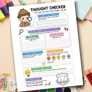 Think It Check It! CBT Worksheet for Kids | Cognitive Behavioral Therapy Printable | SEL | Grades 1-3