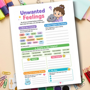 What To Do With Unwanted Feelings | Emotional Regulation Worksheet for Kids | SEL Printable | Grades 1-3