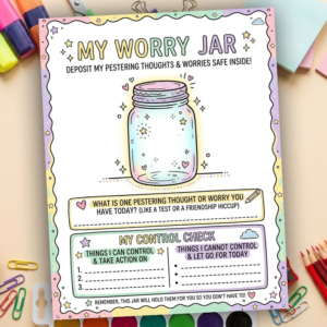 Kids Worry Jar Worksheet | Anxiety Relief for Children | SEL Printable | Therapy Counseling | Calm Down Activity