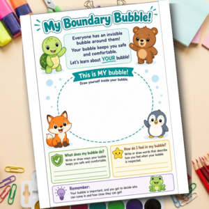 Personal Boundaries Worksheet for Kids | Boundary Bubble Body Safety SEL Printable