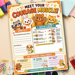 Courage Worksheet for Kids | Bravery Building SEL Activity | Anxiety Coping Printable PDF