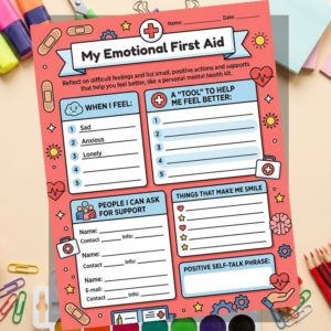 Emotional First Aid Kit | Kids Coping Skills Emergency Worksheet