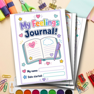 Kids Feelings Journal Printable | Daily Emotional Writing for Kids | SEL Therapy & Counseling Resource | Ages 7-12