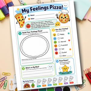 Feelings Pizza Worksheet for Kids | Mixed Emotions SEL Activity | Emotional Awareness Printable PDF
