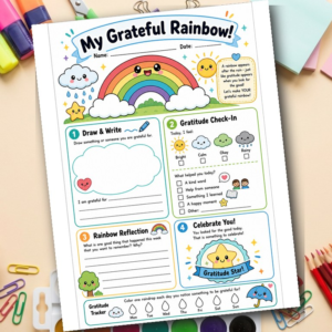 Gratitude Worksheet for Kids Printable | Rainbow SEL Activity | Appreciation Counseling | Social Emotional Learning | School Counselor
