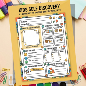 All About Me Worksheet for Kids | Identity Star Self Discovery Activity | SEL Counseling Printable
