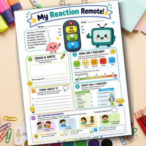 Impulse Control Worksheet for Kids | Stop and Think Self Regulation Printable | Pause Think Act SEL Activity