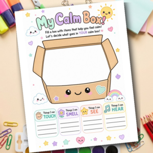 Calm Down Kit Printable | Sensory Regulation Worksheet for Kids | Self Regulation Activity | OT Calming Strategy | Ages 4-8