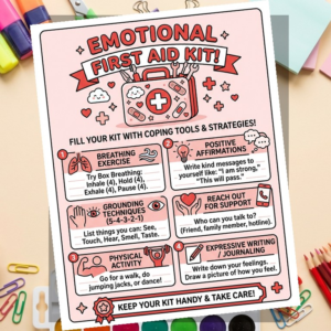 Emotional First Aid Kit | Kids Coping Skills Emergency Worksheet