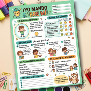 Boundaries Worksheet Spanish | Límites Personales para Niños | SEL y Terapia Infantil