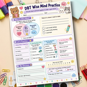DBT Wise Mind Worksheet | Mindfulness Decision Tool | Emotional Balance Exercise | Printable Therapy PDF