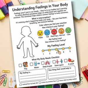 Feelings Check-In Worksheet | Body Map | Kids SEL | Emotional Awareness | Printable PDF