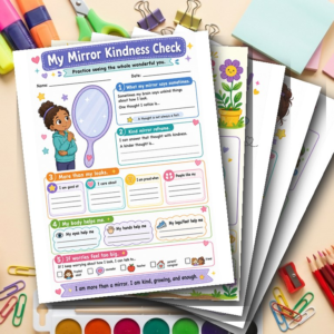Self Esteem Worksheets for Girls | Confidence Mirror Bundle | SEL Counseling Printable PDF