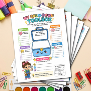 Calm Down Toolkit for Kids | Coping Skills Bundle | 5-Page Crisis & Anxiety Printable | SEL Counseling Activity | Therapy Worksheets